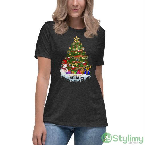 Jacksonville Jaguars Merry Christmas Nfl Football Sports Shirt - Women's Relaxed Short Sleeve Jersey Tee-1