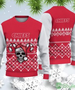 Kansas City Chiefs Christmas Skull Santa Ugly Christmas Sweater Product Photo 1