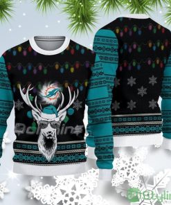 Miami Dolphins Christmas Light Reindeer Ugly Christmas Sweater Product Photo 1