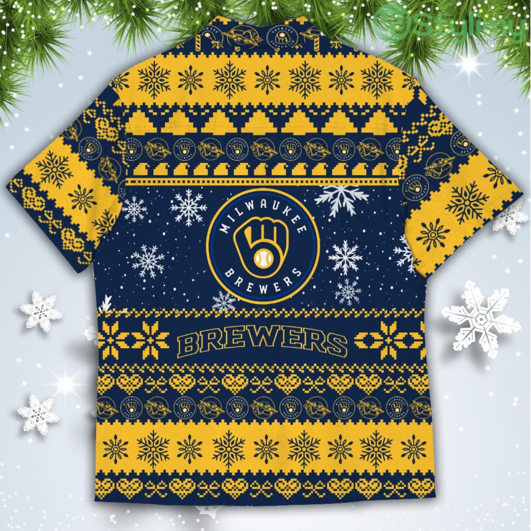 Milwaukee Brewers Baby Yoda Star Wars American Ugly Christmas Sweater Pattern Hawaiian Shirt 3 Milwaukee Brewers Baby Yoda Star Wars American Ugly Christmas Sweater Pattern Hawaiian Shirt Product Photo 3