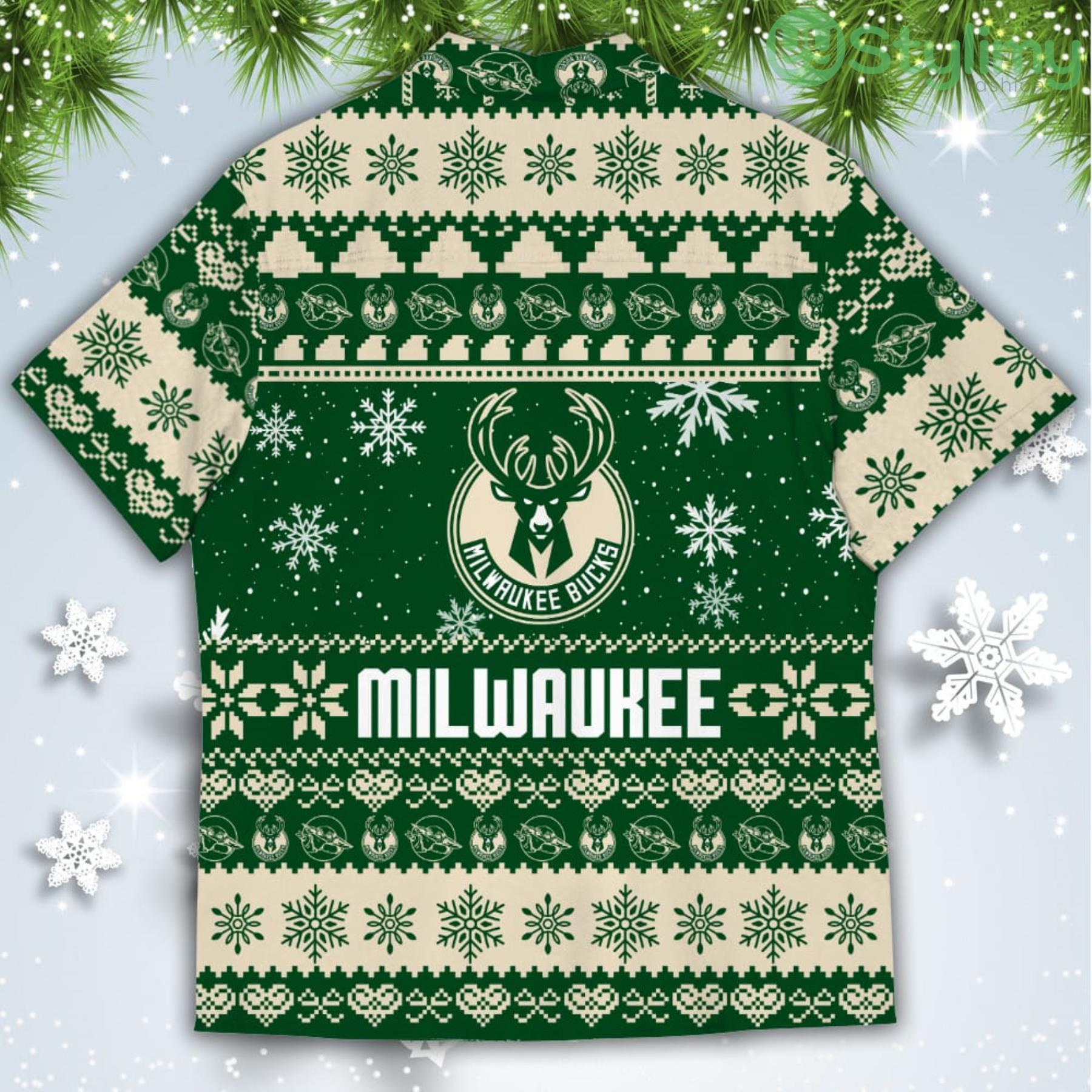 Milwaukee Bucks Baby Yoda Star Wars American Ugly Christmas Sweater Pattern Hawaiian Shirt 3 Milwaukee Bucks Baby Yoda Star Wars American Ugly Christmas Sweater Pattern Hawaiian Shirt Product Photo 3