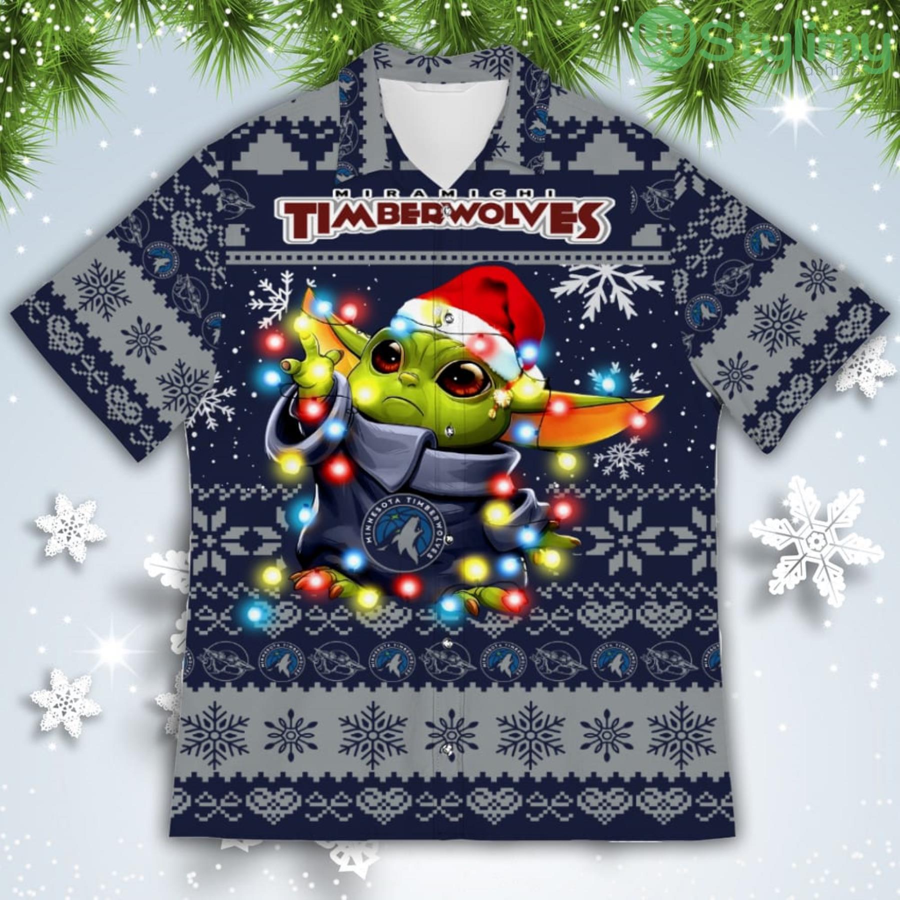 Minnesota Timberwolves Baby Yoda Star Wars American Ugly Christmas Sweater Pattern Hawaiian Shirt 2 Minnesota Timberwolves Baby Yoda Star Wars American Ugly Christmas Sweater Pattern Hawaiian Shirt Product Photo 2
