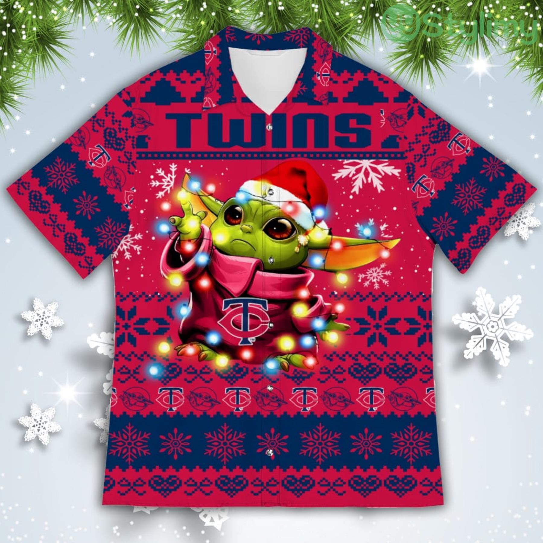 Minnesota Twins Baby Yoda Star Wars American Ugly Christmas Sweater Pattern Hawaiian Shirt 2 Minnesota Twins Baby Yoda Star Wars American Ugly Christmas Sweater Pattern Hawaiian Shirt Product Photo 2