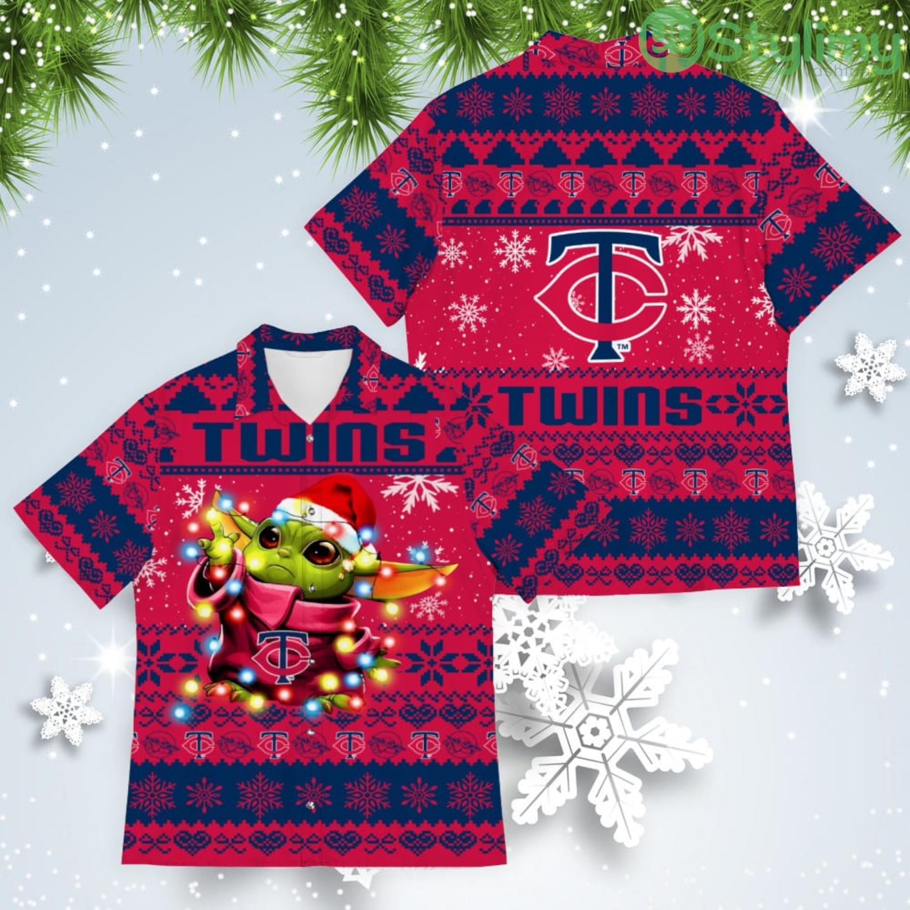 Minnesota Twins Baby Yoda Star Wars American Ugly Christmas Sweater Pattern Hawaiian Shirt 4 Minnesota Twins Baby Yoda Star Wars American Ugly Christmas Sweater Pattern Hawaiian Shirt Product Photo 1
