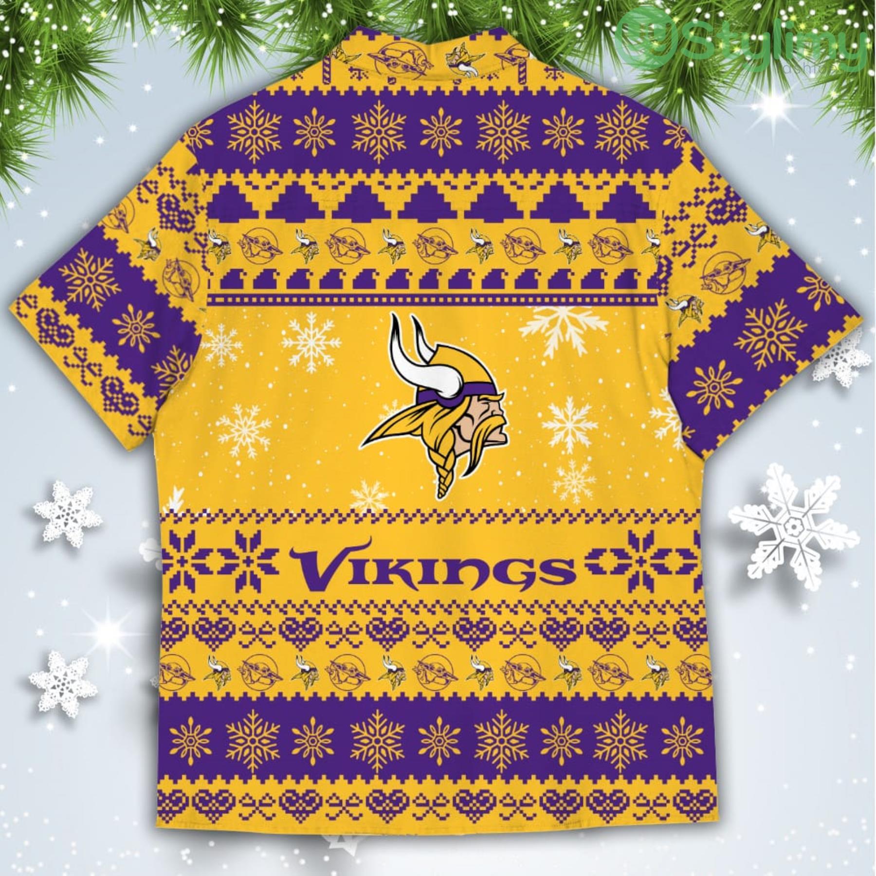 Minnesota Vikings Baby Yoda Star Wars American Ugly Christmas Sweater Pattern Hawaiian Shirt 3 Minnesota Vikings Baby Yoda Star Wars American Ugly Christmas Sweater Pattern Hawaiian Shirt Product Photo 3