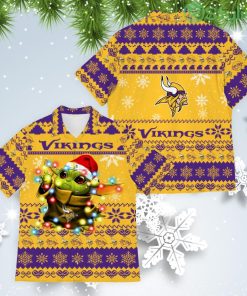 Minnesota Vikings Baby Yoda Star Wars American Ugly Christmas Sweater Pattern Hawaiian Shirt Product Photo 1