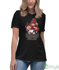 MLB Arizona Diamondbacks Snoopy Charlie Brown Woodstock The Peanuts Movie Baseball Shirt - Women's Relaxed Short Sleeve Jersey Tee