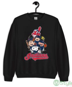 MLB Cleveland Indians Snoopy Charlie Brown Woodstock The Peanuts Movie Baseball Shirt - Unisex Crewneck Sweatshirt