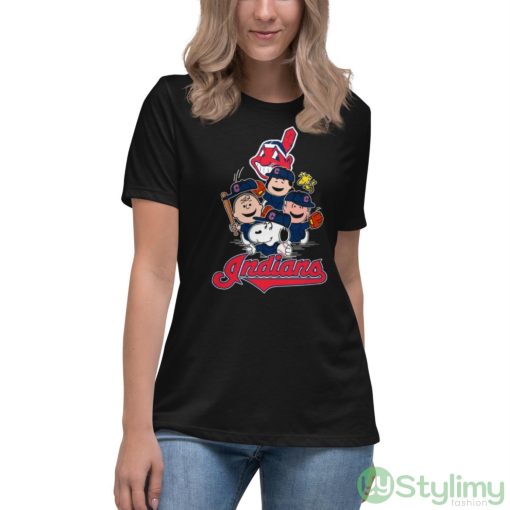 MLB Cleveland Indians Snoopy Charlie Brown Woodstock The Peanuts Movie Baseball Shirt