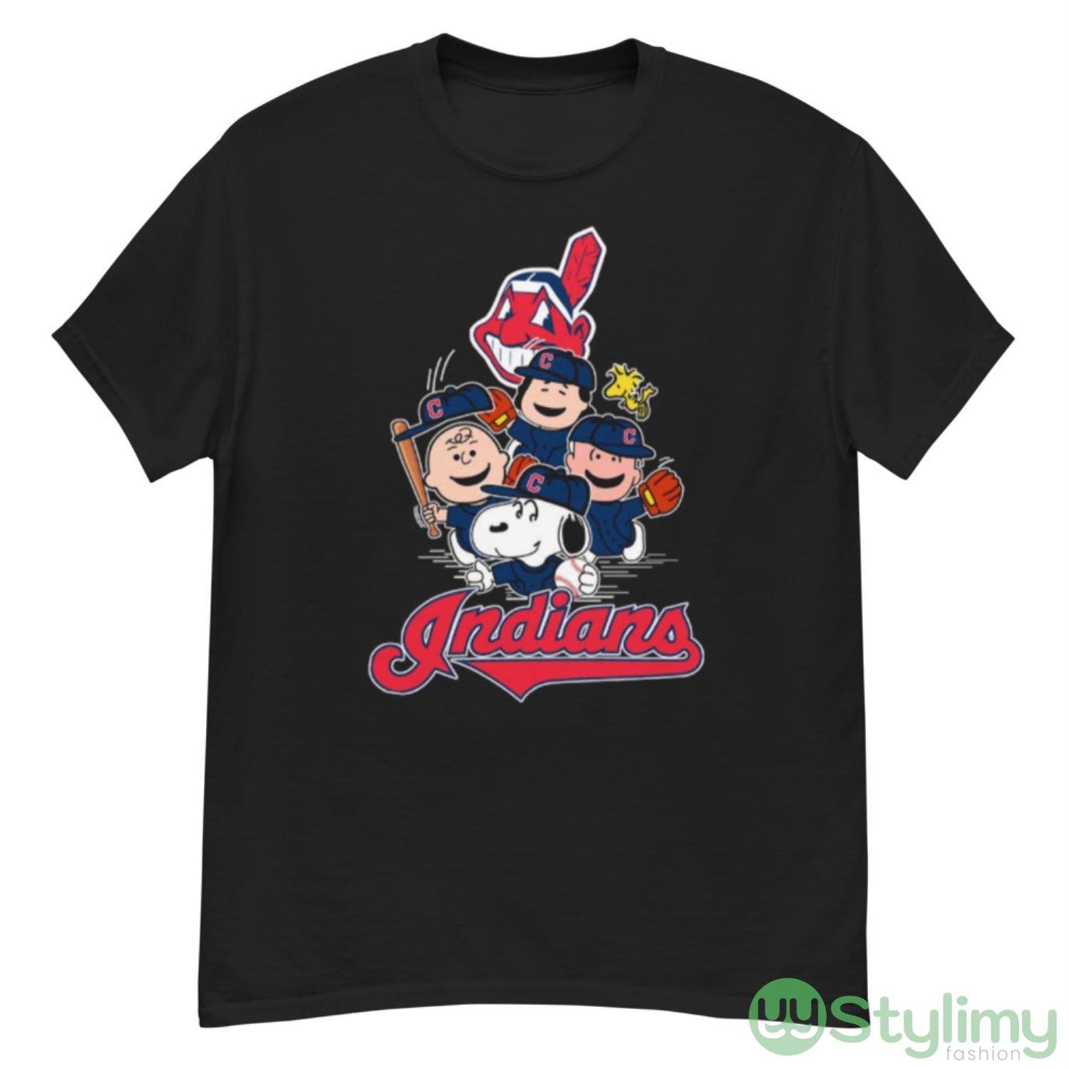 MLB Cleveland Indians Snoopy Charlie Brown Woodstock The Peanuts Movie Baseball Shirt 7 MLB Cleveland Indians Snoopy Charlie Brown Woodstock The Peanuts Movie Baseball Shirt - G500 Men’s Classic T-Shirt