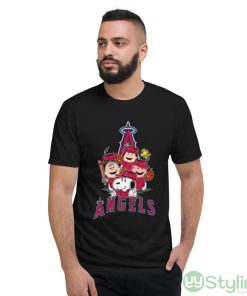 MLB Los Angeles Angels Snoopy Charlie Brown Woodstock The Peanuts Movie Baseball Shirt - Short Sleeve T-Shirt