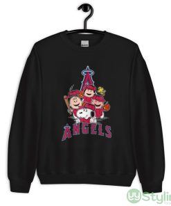 MLB Los Angeles Angels Snoopy Charlie Brown Woodstock The Peanuts Movie Baseball Shirt - Unisex Crewneck Sweatshirt