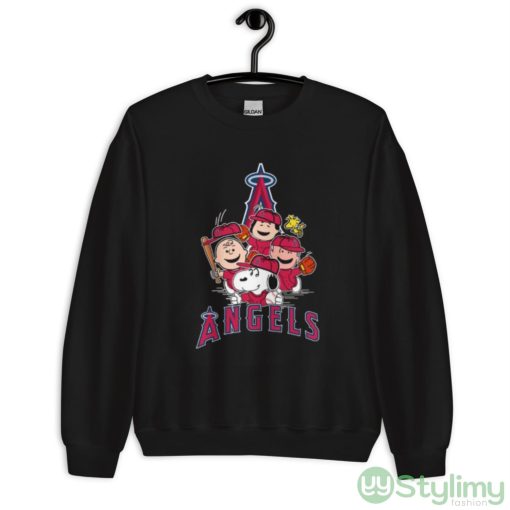 MLB Los Angeles Angels Snoopy Charlie Brown Woodstock The Peanuts Movie Baseball Shirt