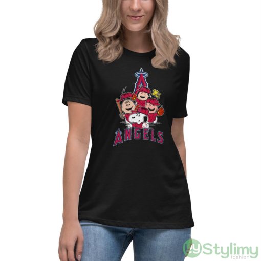 MLB Los Angeles Angels Snoopy Charlie Brown Woodstock The Peanuts Movie Baseball Shirt