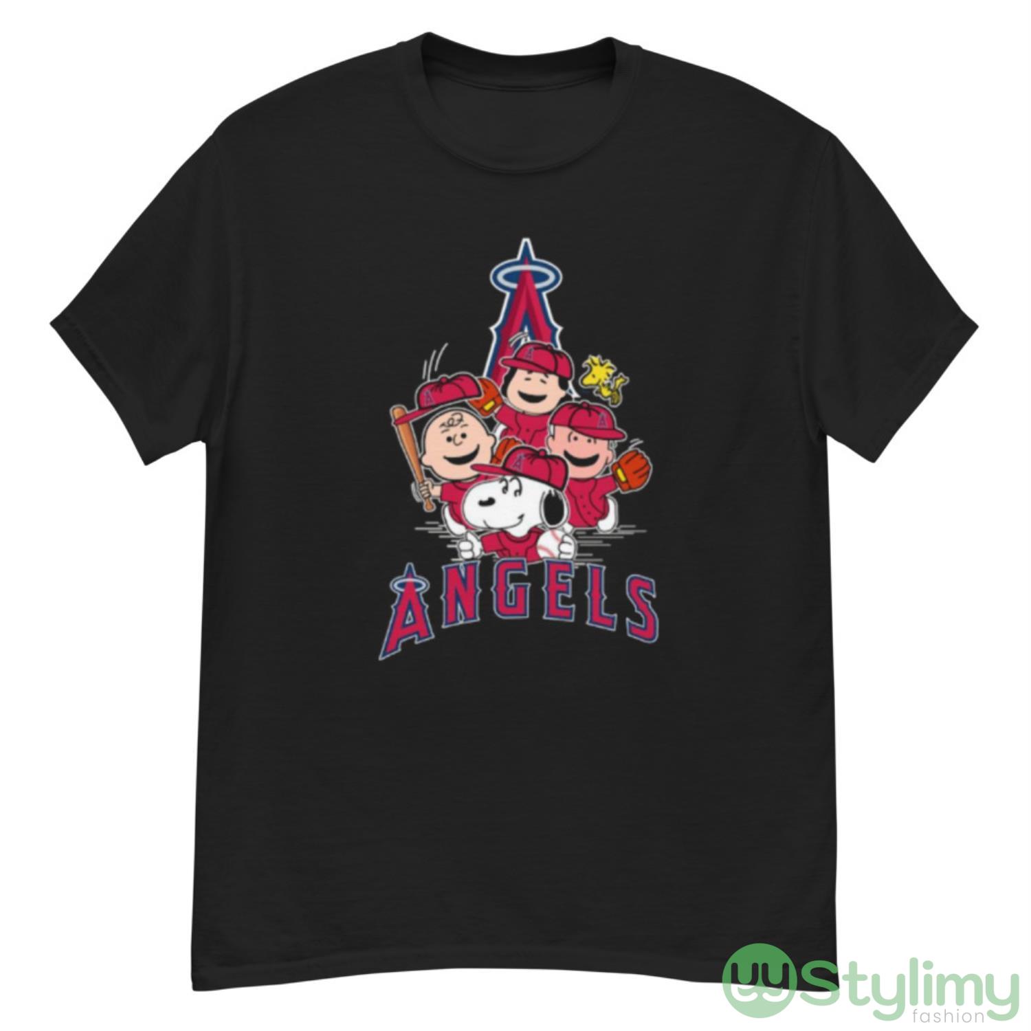 MLB Los Angeles Angels Snoopy Charlie Brown Woodstock The Peanuts Movie Baseball Shirt 7 MLB Los Angeles Angels Snoopy Charlie Brown Woodstock The Peanuts Movie Baseball Shirt - G500 Men’s Classic T-Shirt