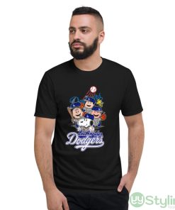 MLB Los Angeles Dodgers Snoopy Charlie Brown Woodstock The Peanuts Movie Baseball Shirt - Short Sleeve T-Shirt