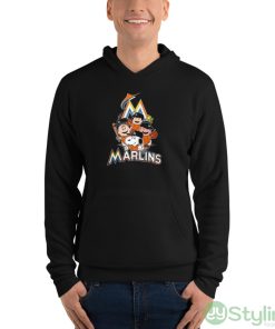 MLB Miami Marlins Snoopy Charlie Brown Woodstock The Peanuts Movie Baseball Shirt - Unisex Fleece Pullover Hoodie