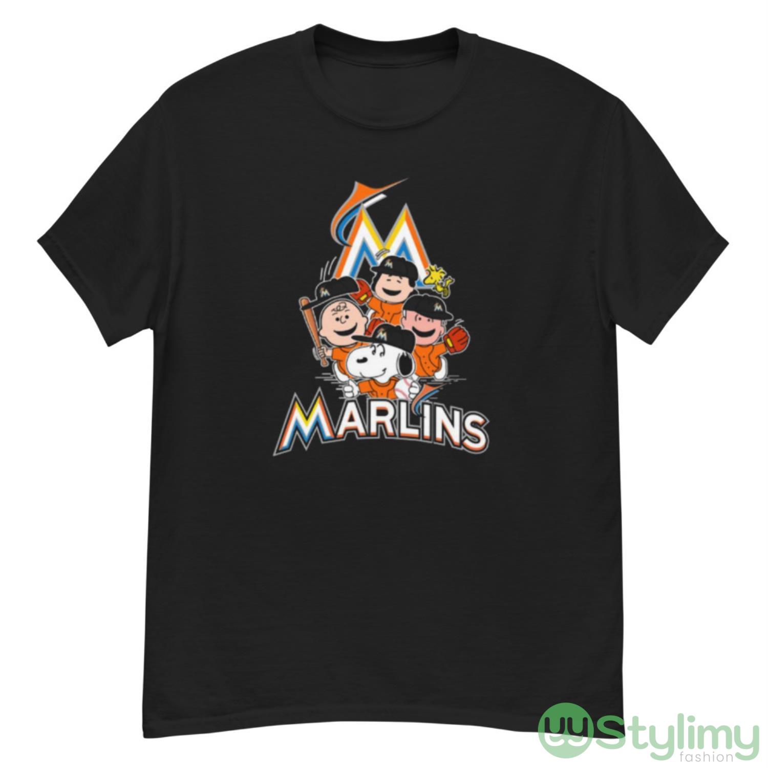 MLB Miami Marlins Snoopy Charlie Brown Woodstock The Peanuts Movie Baseball Shirt 7 MLB Miami Marlins Snoopy Charlie Brown Woodstock The Peanuts Movie Baseball Shirt - G500 Men’s Classic T-Shirt