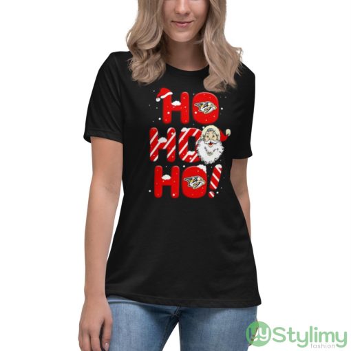 Nashville Predators NHL Hockey Ho Ho Ho Santa Claus Merry Christmas Shirt - Women's Relaxed Short Sleeve Jersey Tee