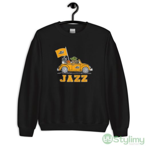NBA Basketball Utah Jazz Darth Vader Baby Yoda Driving Star Wars Shirt