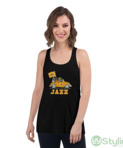 NBA Basketball Utah Jazz Darth Vader Baby Yoda Driving Star Wars Shirt - Women's Flowy Racerback Tank