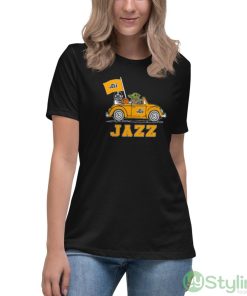 NBA Basketball Utah Jazz Darth Vader Baby Yoda Driving Star Wars Shirt - Women's Relaxed Short Sleeve Jersey Tee