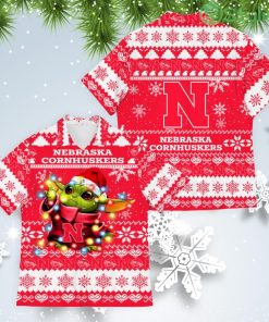 Nebraska Cornhuskers Baby Yoda Star Wars American Ugly Christmas Sweater Pattern Hawaiian Shirt Product Photo 1