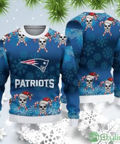 New England Patriots Christmas Skull Ugly Christmas Sweater Product Photo 1