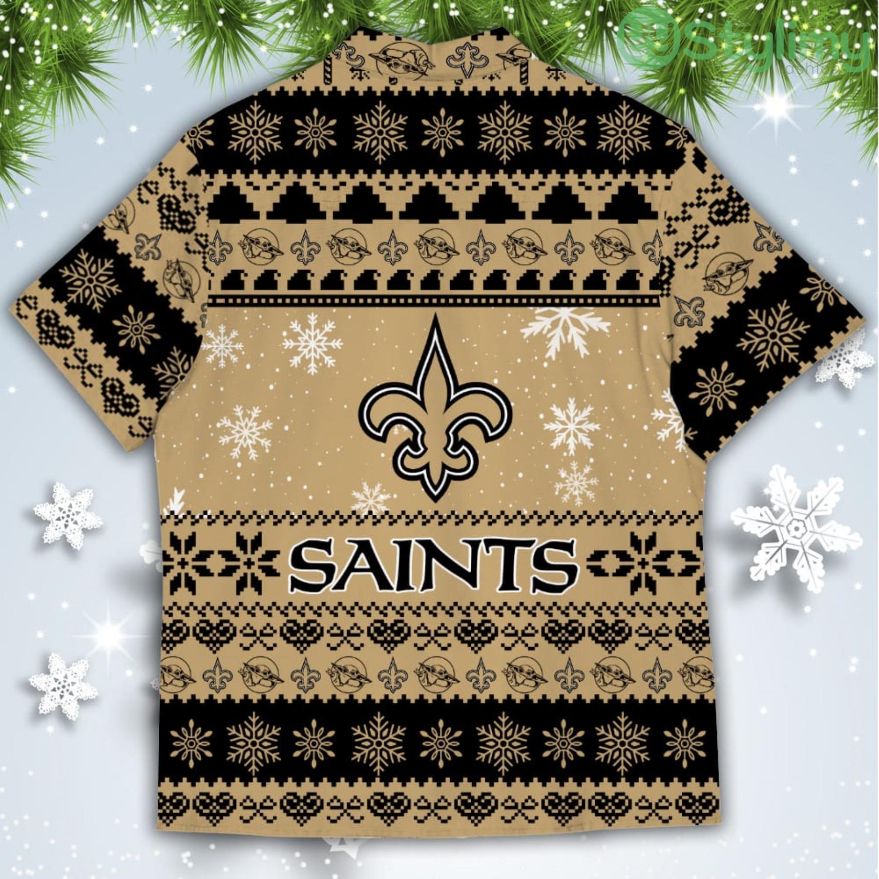 New Orleans Saints Baby Yoda Star Wars American Ugly Christmas Sweater Pattern Hawaiian Shirt 3 New Orleans Saints Baby Yoda Star Wars American Ugly Christmas Sweater Pattern Hawaiian Shirt Product Photo 3