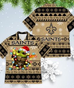 New Orleans Saints Baby Yoda Star Wars American Ugly Christmas Sweater Pattern Hawaiian Shirt Product Photo 1