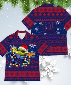 New York Giants Baby Yoda Star Wars American Ugly Christmas Sweater Pattern Hawaiian Shirt Product Photo 1