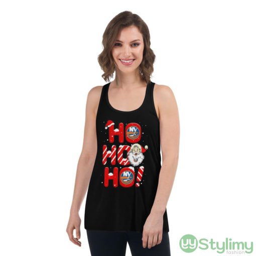 New York Islanders NHL Hockey Ho Ho Ho Santa Claus Merry Christmas Shirt - Women's Flowy Racerback Tank