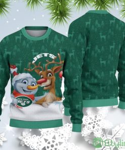 New York Jets Christmas Reindeer Ugly Christmas Sweater Product Photo 1