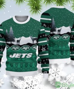 New York Jets Christmas Reindeers Pattern Ugly Christmas Sweater Product Photo 1
