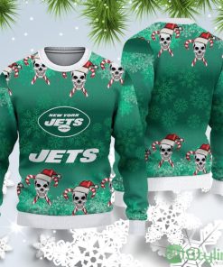 New York Jets Christmas Skull Ugly Christmas Sweater Product Photo 1