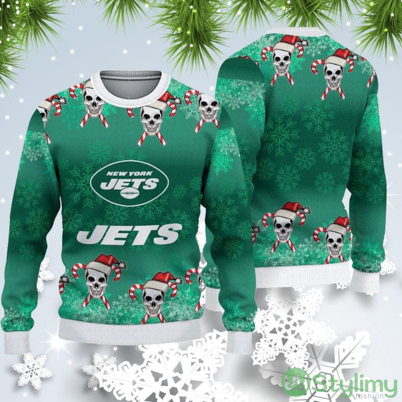 New York Jets Christmas Skull Ugly Christmas Sweater 3 New York Jets Christmas Skull Ugly Christmas Sweater Product Photo 1