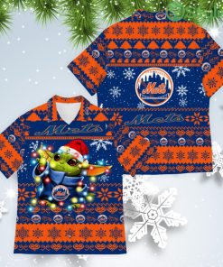 New York Mets Baby Yoda Star Wars American Ugly Christmas Sweater Pattern Hawaiian Shirt Product Photo 1