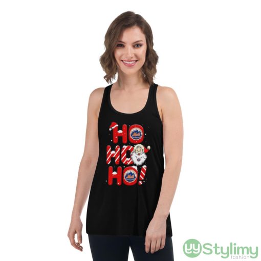 New York Mets MLB Baseball Ho Ho Ho Santa Claus Merry Christmas Shirt - Women's Flowy Racerback Tank