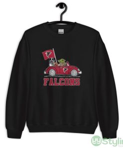 NFL Football Atlanta Falcons Darth Vader Baby Yoda Driving Star Wars Shirt - Unisex Crewneck Sweatshirt