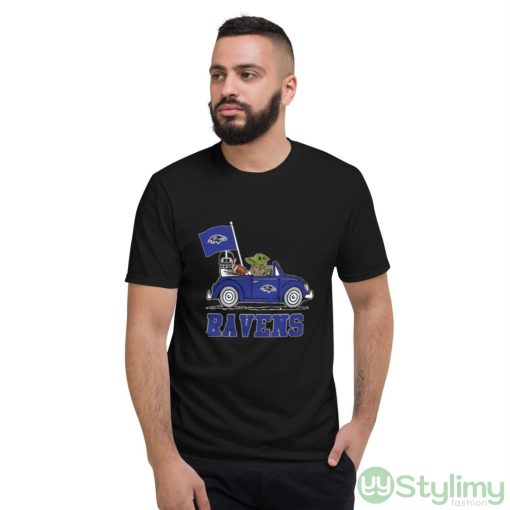 NFL Football Baltimore Ravens Darth Vader Baby Yoda Driving Star Wars Shirt