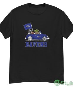 NFL Football Baltimore Ravens Darth Vader Baby Yoda Driving Star Wars Shirt - G500 Men’s Classic T-Shirt