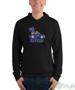 NFL Football Baltimore Ravens Darth Vader Baby Yoda Driving Star Wars Shirt - Unisex Fleece Pullover Hoodie