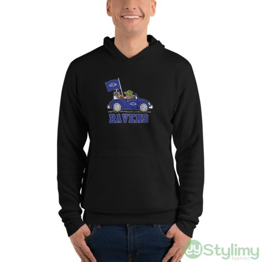 NFL Football Baltimore Ravens Darth Vader Baby Yoda Driving Star Wars Shirt