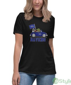 NFL Football Baltimore Ravens Darth Vader Baby Yoda Driving Star Wars Shirt - Women's Relaxed Short Sleeve Jersey Tee
