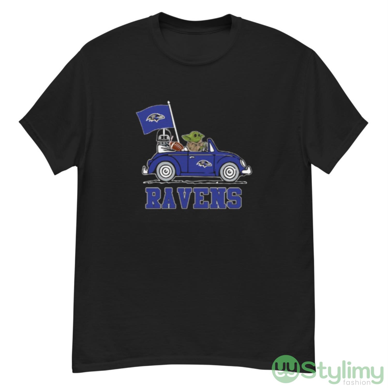 NFL Football Baltimore Ravens Darth Vader Baby Yoda Driving Star Wars Shirt 7 NFL Football Baltimore Ravens Darth Vader Baby Yoda Driving Star Wars Shirt - G500 Men’s Classic T-Shirt