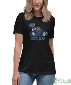 NFL Football Buffalo Bills Darth Vader Baby Yoda Driving Star Wars Shirt - Women's Relaxed Short Sleeve Jersey Tee