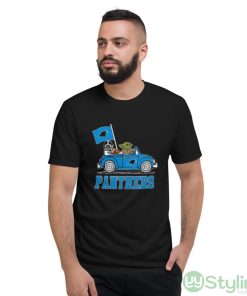 NFL Football Carolina Panthers Darth Vader Baby Yoda Driving Star Wars Shirt - Short Sleeve T-Shirt
