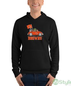 NFL Football Cleveland Browns Darth Vader Baby Yoda Driving Star Wars Shirt - Unisex Fleece Pullover Hoodie