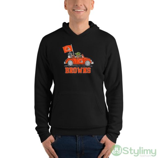 NFL Football Cleveland Browns Darth Vader Baby Yoda Driving Star Wars Shirt