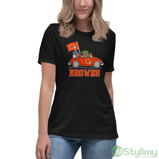 NFL Football Cleveland Browns Darth Vader Baby Yoda Driving Star Wars Shirt